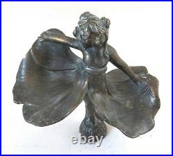 Sculpture En Bronze Antique Ballerine Art Nouveau Papillon Petite Statue BM30