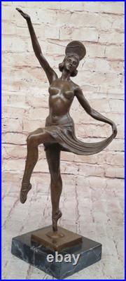 Sculpture En Bronze D'Une Danseuse Érotique Art Nouveau Signée, Qualité Musée