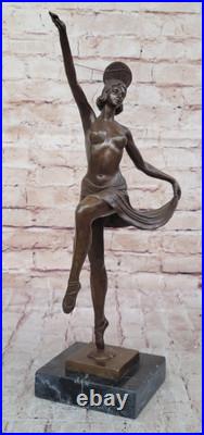 Sculpture En Bronze D'Une Danseuse Érotique Art Nouveau Signée, Qualité Musée