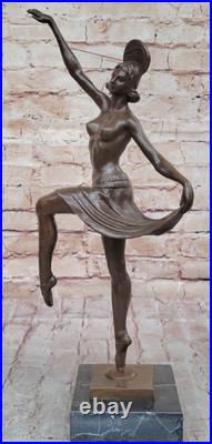 Sculpture En Bronze D'Une Danseuse Érotique Art Nouveau Signée, Qualité Musée