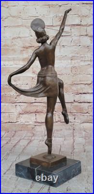 Sculpture En Bronze D'Une Danseuse Érotique Art Nouveau Signée, Qualité Musée