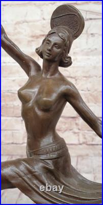 Sculpture En Bronze D'Une Danseuse Érotique Art Nouveau Signée, Qualité Musée