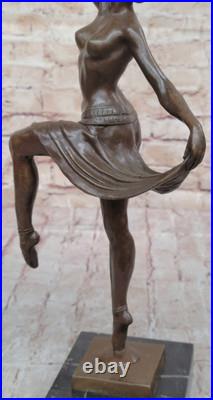 Sculpture En Bronze D'Une Danseuse Érotique Art Nouveau Signée, Qualité Musée