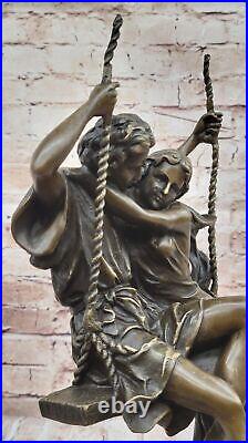 Sculpture En Bronze Signée Cesaro Vintage Homme Et Femme Art Nouveau