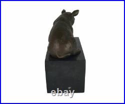 Sculpture En Bronze Statue Animalier Zoo Cochon Socle En Marbre Art Déco H 16 cm