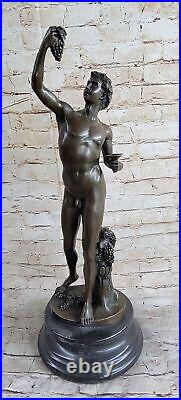 Sculpture Figurine Nue Bacchus En Bronze Massif 100% Art Déco Nouveau