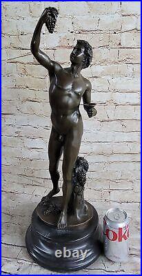 Sculpture Figurine Nue Bacchus En Bronze Massif 100% Art Déco Nouveau