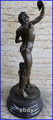 Sculpture Figurine Nue Bacchus En Bronze Massif 100% Art Déco Nouveau