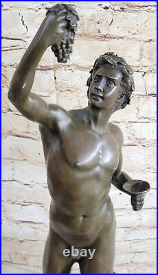 Sculpture Figurine Nue Bacchus En Bronze Massif 100% Art Déco Nouveau