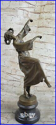 Sculpture Statue De Danseuse Gipsy En Bronze Patiné Fait Main Art Nouveau