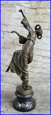 Sculpture Statue De Danseuse Gipsy En Bronze Patiné Fait Main Art Nouveau