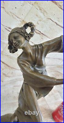 Sculpture Statue De Danseuse Gipsy En Bronze Patiné Fait Main Art Nouveau