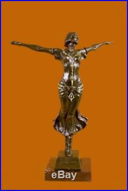 Sculpture Statue Fille Nue Art Nouveau 100% Solide Bronze Signée Cadeau Figurine