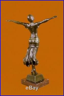 Sculpture Statue Fille Nue Art Nouveau 100% Solide Bronze Signée Cadeau Figurine