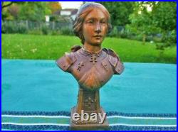 Sculpture ancienne buste sur socle Jeanne Art Nouveau Antique sculpture bust on