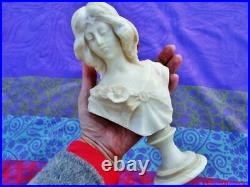 Sculpture ancienne buste sur table en albatre Art Nouveau France Old bust sculpt