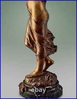 Sculpture bronze ancien Edouard Drouot Muse des bois Art Nouveau