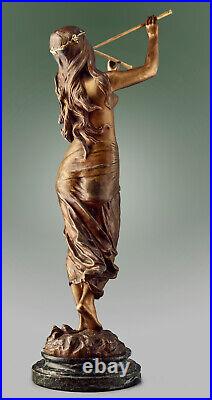 Sculpture bronze ancien Edouard Drouot Muse des bois Art Nouveau