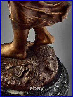 Sculpture bronze ancien Edouard Drouot Muse des bois Art Nouveau