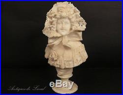 Sculpture buste jeune fille albatre Cipriani Art Nouveau 19e