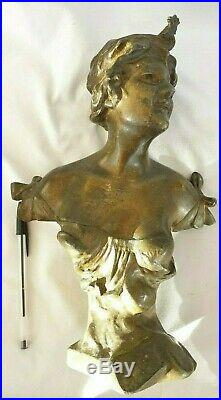 Sculpture de RIGUAL, régule, buste élégante, Art Nouveau