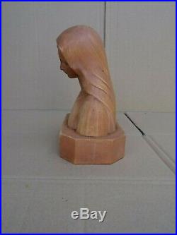 Sculpture en terre cuite buste Vierge Marie signé D. DANIEL Art Nouveau