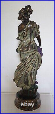 Sculpture femme fleurs 64 cm composite resine style art nouveau dlg moreau