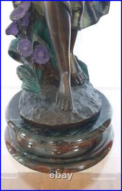 Sculpture femme fleurs 64 cm composite resine style art nouveau dlg moreau