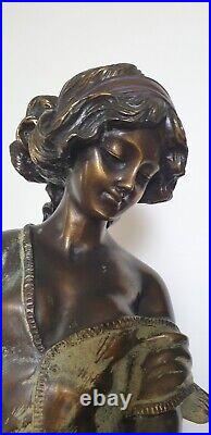 Sculpture femme fleurs 64 cm composite resine style art nouveau dlg moreau