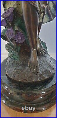 Sculpture femme fleurs 64 cm composite resine style art nouveau dlg moreau