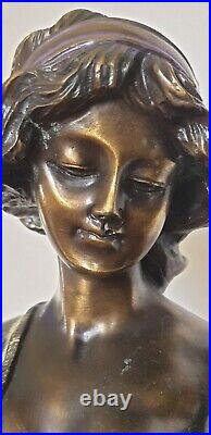 Sculpture femme fleurs 64 cm composite resine style art nouveau dlg moreau