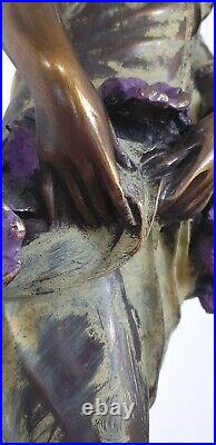 Sculpture femme fleurs 64 cm composite resine style art nouveau dlg moreau