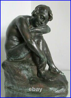 Sculpture statue Alfred Finot (1876-1947) Ecole de Nancy Art Nouveau Naïade 1900