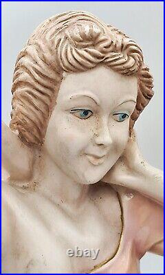 Sculpture statue résine style art nouveau porte lettres femme assise décoration