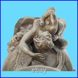 Sculpture statue vase en étain art nouveau femme ailée socle marbre antiquité