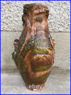 Sculpture terre cuite G. CRINQUE vase romantique art nouveau jugenstil pottery