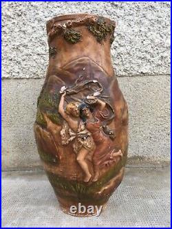 Sculpture terre cuite G. CRINQUE vase romantique art nouveau jugenstil pottery