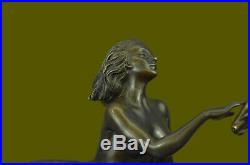 Signé Aldo Vitaleh Italien Artiste Bronze Statue Nu Girl Bronze Sculpture Art