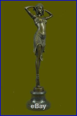 Signé Art Déco Chiparus Danse Du Ventre Marbre Deal Bronze Sculpture Statue