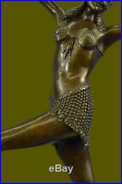 Signé Art Déco Chiparus Ventre Dancer Bronze Marbre Sculpture Statue Figurine