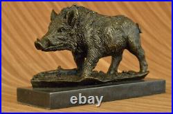 Signé Barye Sanglier Sauvage Cochon Bronze Sculpture Figurine Art Déco Home Gift