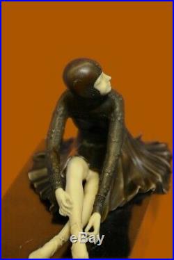 Signé Bronze Art Nouveau Déco Chiparus Statue Figurine Sculpture Figurine Solde