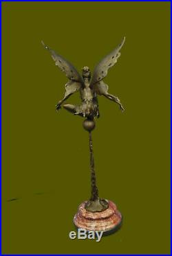 Signé Cesaro, Bronze Art Nouveau Ange Fairy Sculpture Figurine Hot Fonte Oeuvre