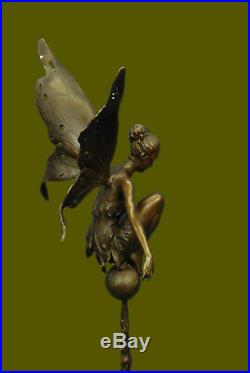 Signé Cesaro, Bronze Art Nouveau Ange Fairy Sculpture Figurine Hot Fonte Oeuvre