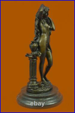 Signe La Bronze Statue Art Nouveau Déco Nue Fille Sculpture Statue Fonte