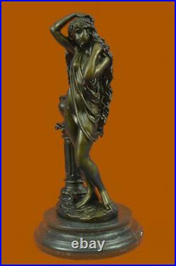 Signe La Bronze Statue Style Art Nouveau Deco Nue Fille Sculpture Figurine