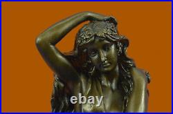 Signe La Bronze Statue Style Art Nouveau Deco Nue Fille Sculpture Figurine