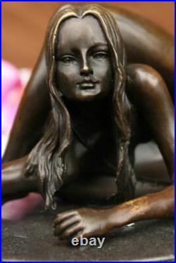 Signé Nu Érotique Femme Bronze Marbre Figurine Statue Sculpture Art Décor