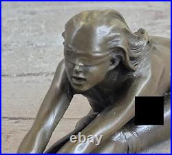 Signé Nu Femme Nue Bronze Sculpture Figurine Statue Érotique Art Nouveau Déco