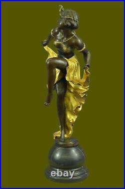 Signé Or Patine Art Déco Bronze Sculpture Par A. Gory Nouveau Marbre Figurine